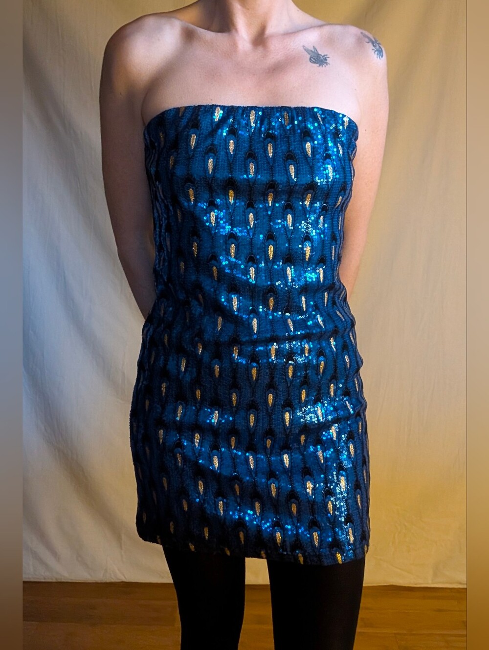UK2LA Blue Sequin Strapless Mini Dress